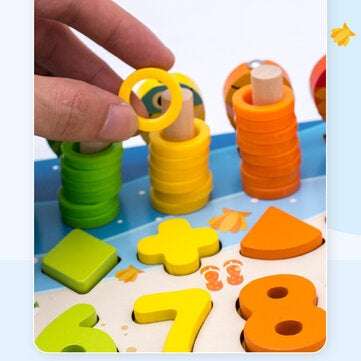 Math Fishing Board Preschool Wooden Toys Count Numbers Matching Digital Shape Cognition Early Educat