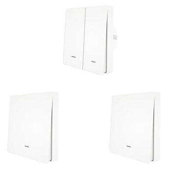 MoesHouse 2 Gang WiFi Smart Push Button Switch + 2pcs 1 Gang RF433 Wall Panel Transmitter Smart Life