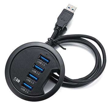 Mount In Desk Powered 4 Port USB 3.0 HUB Charging Adapter Cable Organizer