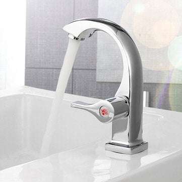 Modern Swan Neck Chrome Bathroom Basin Faucet Waterfall Spout Single Handle Sink Bath Single Cold Ta