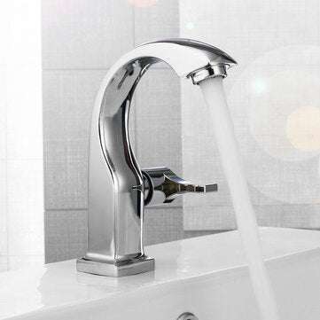 Modern Swan Neck Chrome Bathroom Basin Faucet Waterfall Spout Single Handle Sink Bath Single Cold Ta