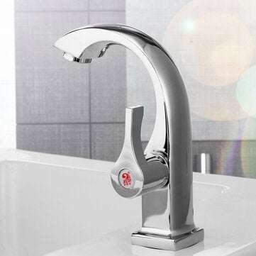 Modern Swan Neck Chrome Bathroom Basin Faucet Waterfall Spout Single Handle Sink Bath Single Cold Ta