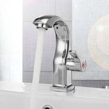 Modern Swan Neck Chrome Bathroom Basin Faucet Waterfall Spout Single Handle Sink Bath Single Cold Ta