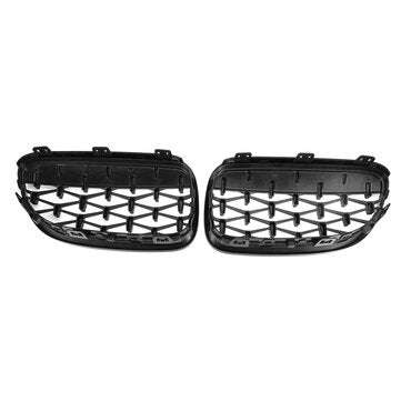 Pair Grille Grill Black Chrome Diamond Meteor Mesh For BMW E92 E93 2010-2015 R