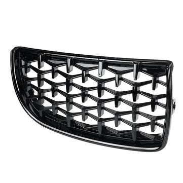 Pair Glossy Black Front Kidney Grilles Upper Hood Eyelids Diamond Style For BMW 3-Series E90 E91 200