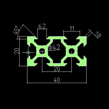 Machifit 500mm 2040 V-Slot Aluminum Profile Extrusion Frame DIY CNC Tool Black
