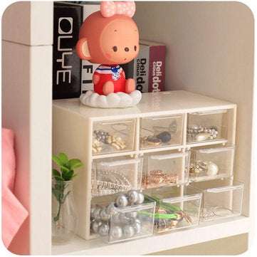 Plastic 9 Lattice Portable Mini Debris Cabinets Amall Drawer Jewelry Storage Box