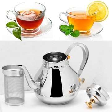 Silver 1.2L Capacity Stainless Steel Coffee Drip Kettles Tea Filter Pot Teahouse
