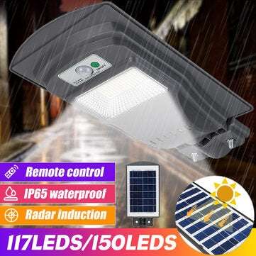Radar Sensor 117/150LED Solar Panel Street Light Wat... (TYPE: REMOTECONTROL | LED QUANTITY: 117LED)