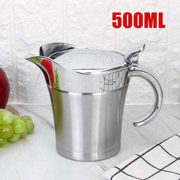 Stainless Steel Double Insulated Jug GravyThermal Sauce Kettle Kitchen Serving ... (CAPACITY: 500ML)
