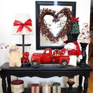 Old Red Metal Truck Vehicle Car Model Kids Christmas Gifts Toys Table Top