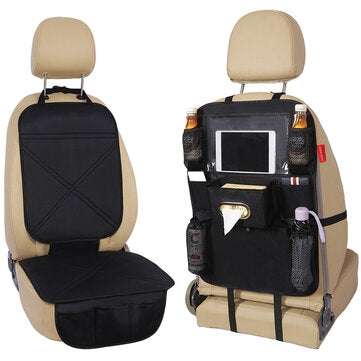 Silicone Car Seat Back Storage Bag Waterproof Seat Cover Multi-functional Cup Hol... (COLOR.: BLACK)