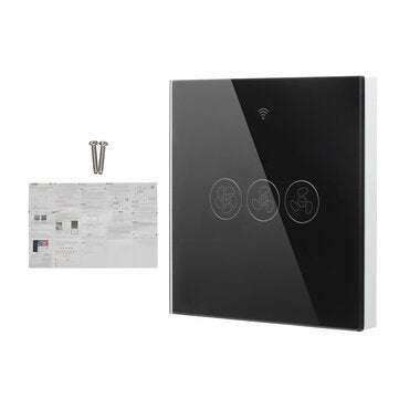 MoesHouse Black WiFi+RF433 Smart EU Ceiling Fan Switch Smart Life/Tuya App 2/3 Way Control Wireless