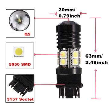 T25 3157 10W Q5 12 SMD 5050 LED Car Stop Tail Brake Bulb