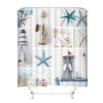 Summer Beach Starfish Bathroom Curtains Nordic style Print Mildew-proof Waterproof Shower Curtain fo