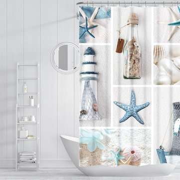 Summer Beach Starfish Bathroom Curtains Nordic style Print Mildew-proof Waterproof Shower Curtain fo