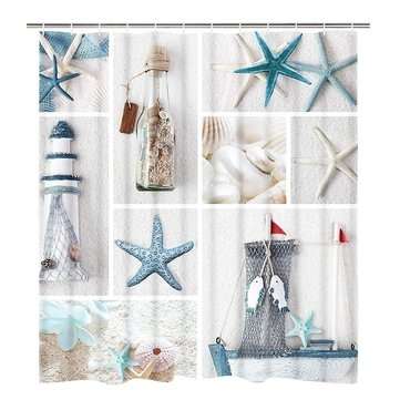 Summer Beach Starfish Bathroom Curtains Nordic style Print Mildew-proof Waterproof Shower Curtain fo