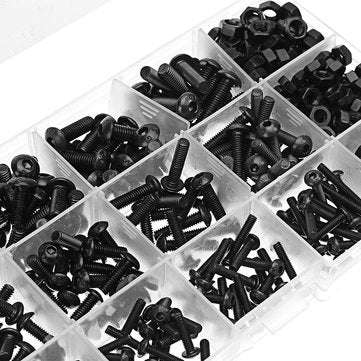 Suleve MXCH3 440Pcs M3/M4/M5 Carbon Steel Screw Hex Socket Button Head Bolt Nut Assortment Kit