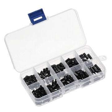 Suleve M2NH4 M2 Nylon Screw Black Hex Screw Nut Nylon PCB Standoff Assortment Kit 300Pcs