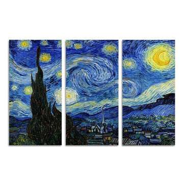 Modern Spray Painting Decorative Painting Hotel Home Canvas Oil Painting Mural Triple Starry Sky
