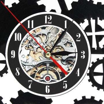 Steampunk Cog Wall Clock Gears Vinyl Record Wall Clock Home Office Decor