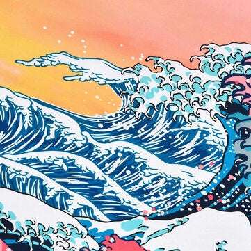 Ocean Wave Tapestry Sunset Tapestry Polyester 3D Great Wave Japanese Style Blank... (SIZE: 75X100CM)
