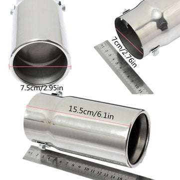 Round Universal Fits Car Stainless Steel Exhaust Tailpipe Tip Muffler Chrome