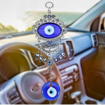 Turkish Oval Blue Evil Eye Amulet Wall Hanging Car Decor Blessing Protector Decorations