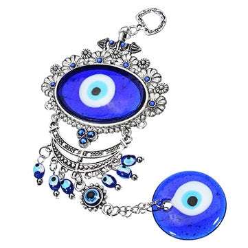 Turkish Oval Blue Evil Eye Amulet Wall Hanging Car Decor Blessing Protector Decorations