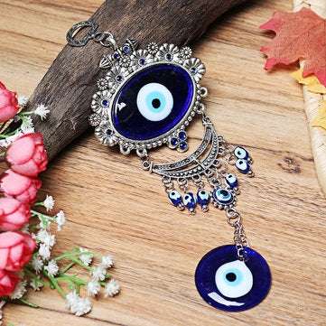 Turkish Oval Blue Evil Eye Amulet Wall Hanging Car Decor Blessing Protector Decorations