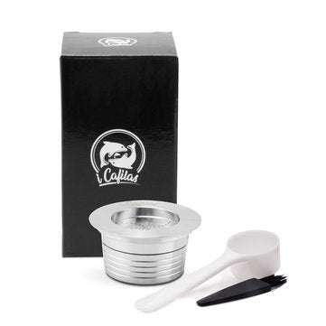 Stainless Steel Refillable Coffee Capsule Cup Reusable Coffee Pods w/ Pods Holder Spoon Brush for La