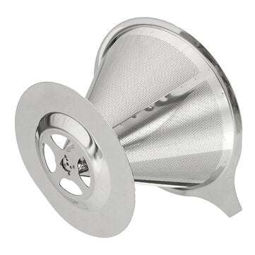 Stainless Steel Pour Over Coffee Dripper Paperless Reusable Double Layer Mesh Coffee Maker Cone Filt