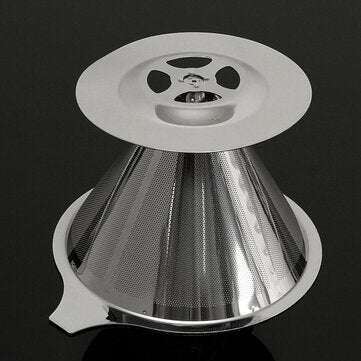 Stainless Steel Pour Over Coffee Dripper Paperless Reusable Double Layer Mesh Coffee Maker Cone Filt