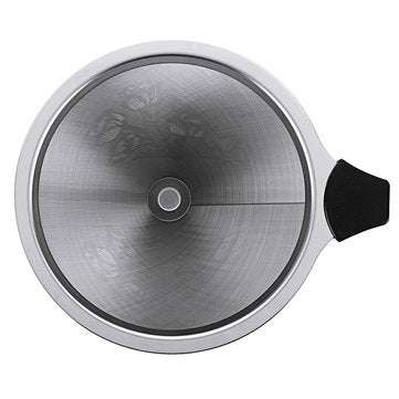 Stainless Steel Pour Over Coffee Dripper Flower Pattern Paperless Reusable Double Mesh Cone Filter