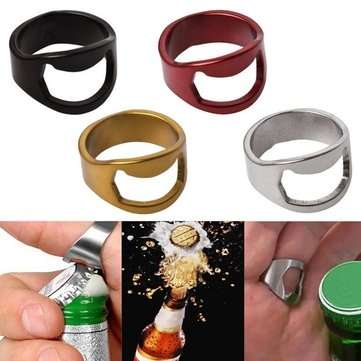 Stainless Steel Finger Ring Ring Shape Beers Bottle Opener for Beers Bar Tool (COLOR.: SILVER)