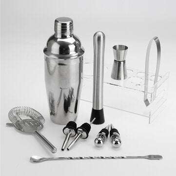 Stainless Steel Cocktail Shaker Set 11 Piece Kit Set For Pub Bar Home Party Tool