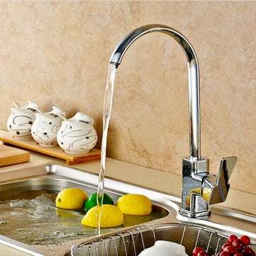 Square Chrome Brass Kitchen Bathroom Hot Cold Water Switch Basin Mixer Tap