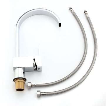 Square Chrome Brass Kitchen Bathroom Hot Cold Water Switch Basin Mixer Tap
