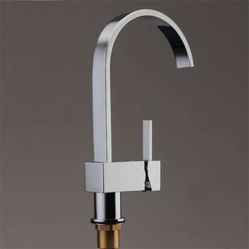 Square Chrome Brass Kitchen Bathroom Hot Cold Water Switch Basin Mixer Tap