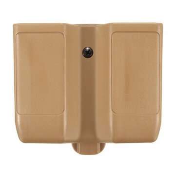 Plastic Belt Double Pistol Magazine Pouch Mag Case Cartridge Clip Holder (COLOR.: TAN)
