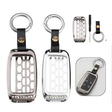 Remote Key Case Shell Holder Aluminum Alloy For Car Key with Keychain (COLOR.: TITANIUM)