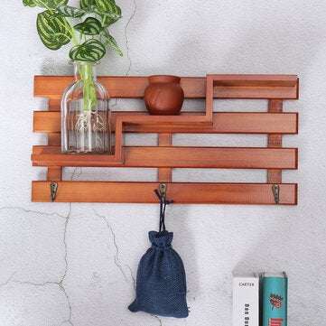 Solid Wood Staircase Hook Wall Shelf Living Room Bedroom Wall Debris Storage And Finishing Rack