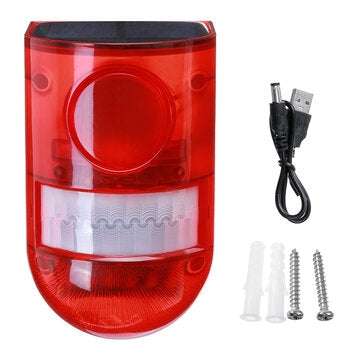 Solar Strobe Light Motion Detector Solar Alarm Light 129dB Loud Siren Street Lamp