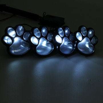 Solar Powered Pure White 4 Dog Animal Paw Print Outdoor LED Fairy String Lights  for Garden