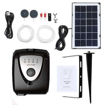 Solar Powered Panel Air Oxygenator Pond Fish Air Pump Aerator Fish Tank Pond (COLOR.: BLACK)