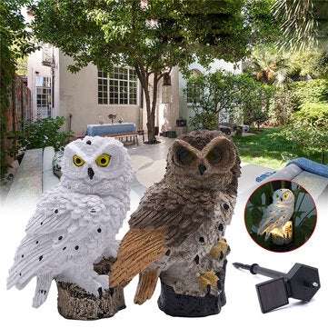 Solar Powered Owl LED Lawn Lamp Garden Decor Waterproof Landscape Light (COLOR.: WHITE)