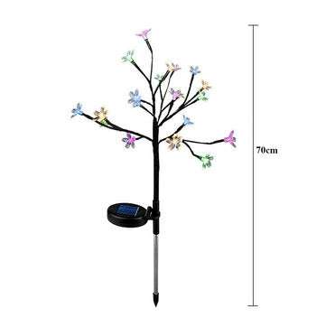 Solar Powered Cherry Flower LED Lawn Light Outdoor Colorful Branch Yard Landscape Lamp Garden Decor