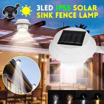 Solar Powered LED Fence Light Outdoor Waterproof Wa... (SHELL COLOR: BLACK | LIGHT COLOR: WARMWHITE)