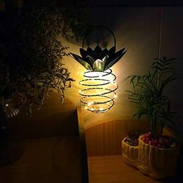 Solar Powered 25 LED Pineapple Light Hanging Fairy String Waterproof for Outdoor Garden Path Decor