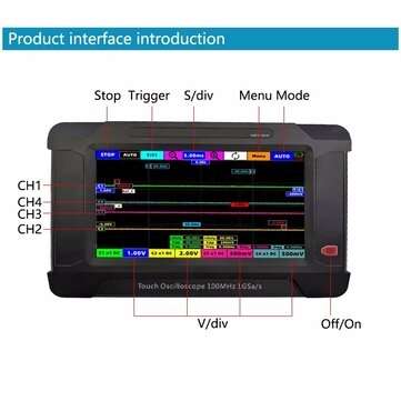 SMTO1004S 4Channel Touch Screen Oscilloscope + 2Channel Signal Generator 100M/1G Sampling Rate USB O